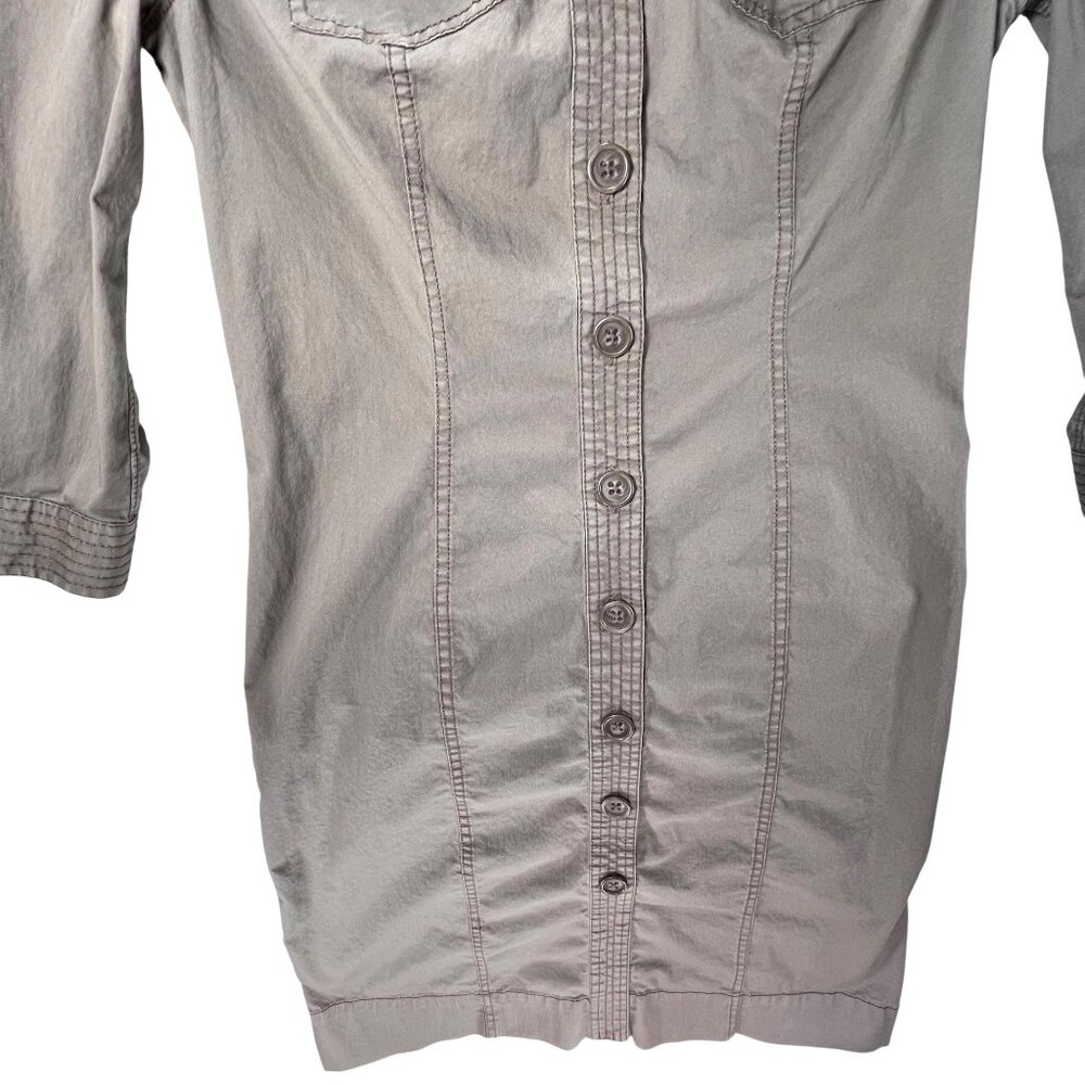 Boden Button Down Shirtdress Womens 3/4 Sleeve Size 4L Brown Putty Gray - Picture 3 of 14